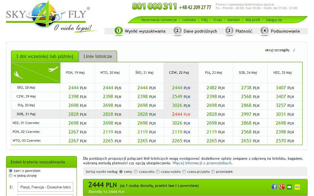Sky4Fly - lista wyników