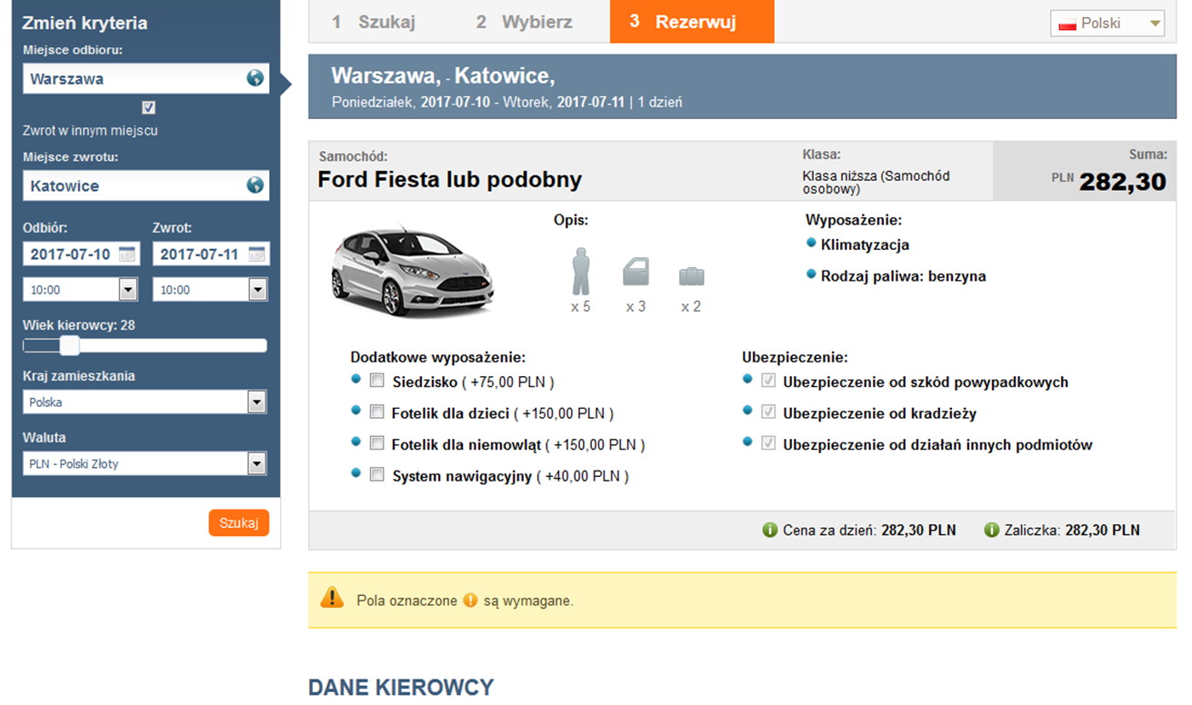 IRS - wynajem samochodów